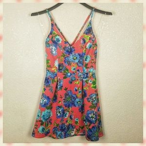 Crystal Doll Pink & Blue Floral Skater Dress Sz 5